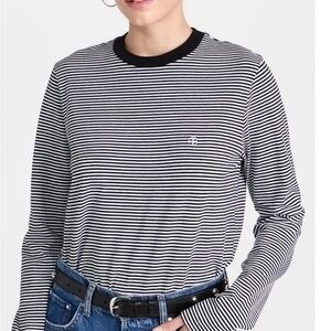 Anine Bing Rylan Black & White Long Sleeve Tee